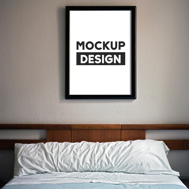 PSD wall frame mockup with room in photoshop