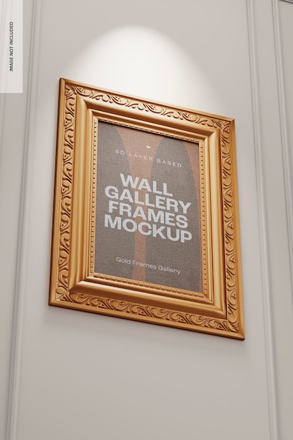 Wall gallery frame mockup, low angle view