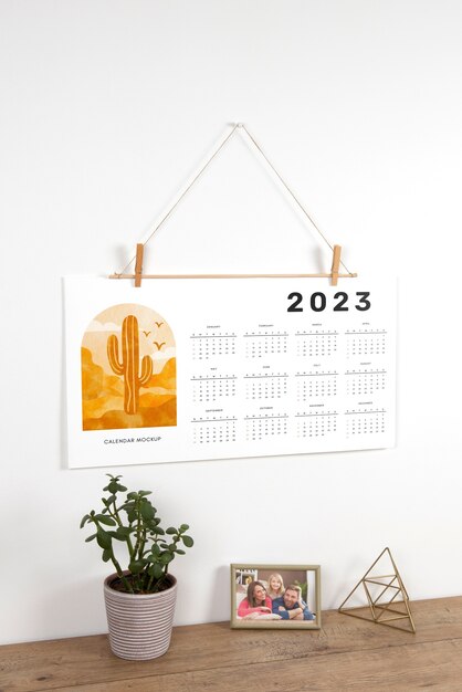 Design mock-up del calendario da appendere alla parete