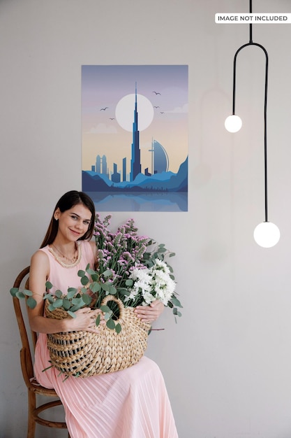 PSD wall hanging canvas mockup