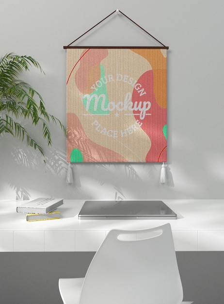 Mockup di tappeto appeso a parete