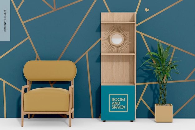 Wall Library Mockup Front View