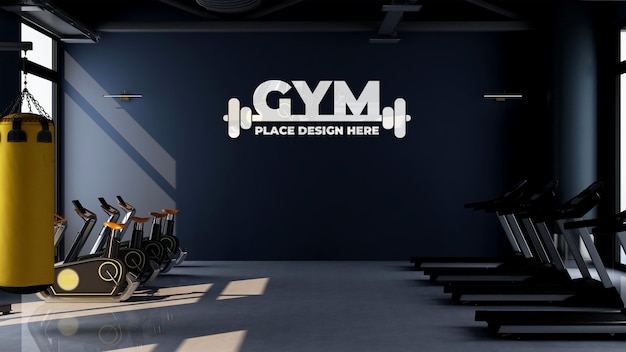 wall logo mockup in gym or sport room