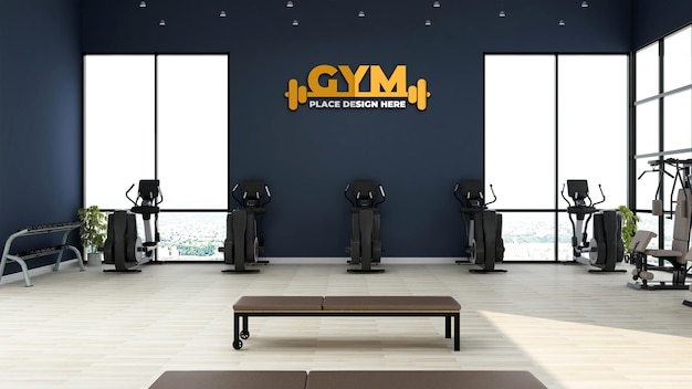 Mockup del logo a parete nella moderna palestra o sala fitness