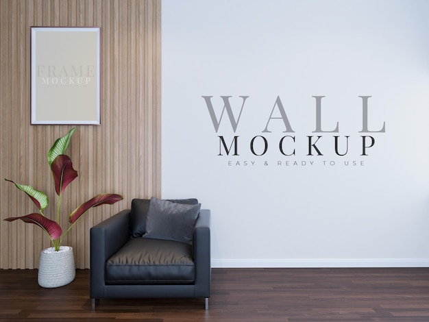 Wall mock up in modern interior designs with furniture and decoration