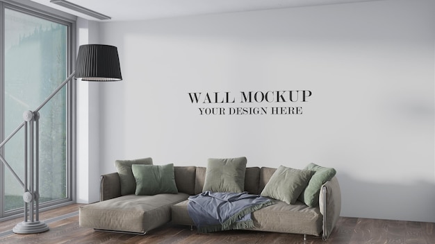 PSD wall mockup in 3d rendering scene