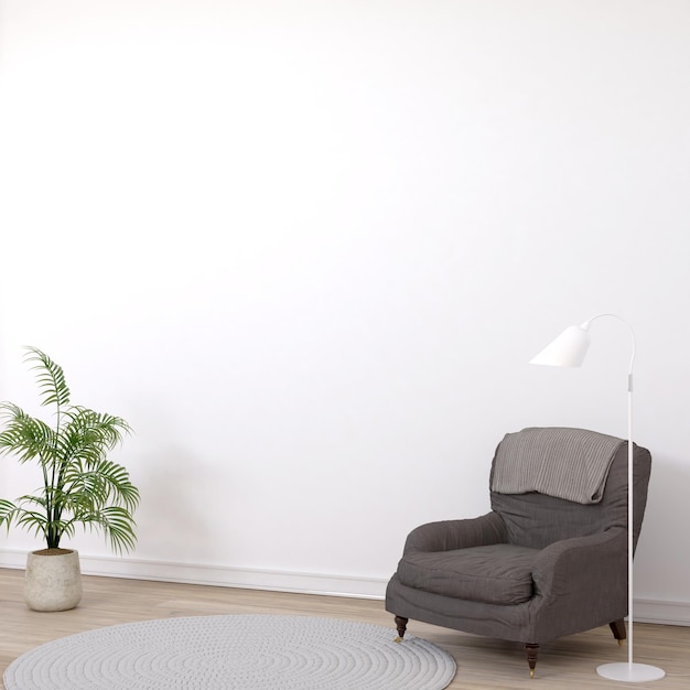 PSD wall mockup in calm interior