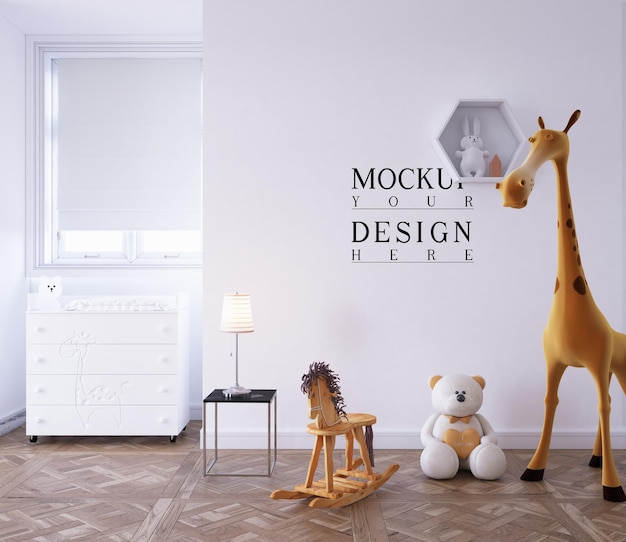 Wall mockup in cute nursery room