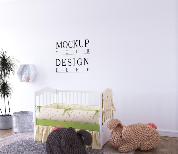 Wall mockup in cute nursery room