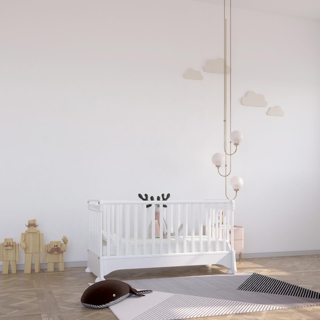 PSD wall mockup in cute nursery room