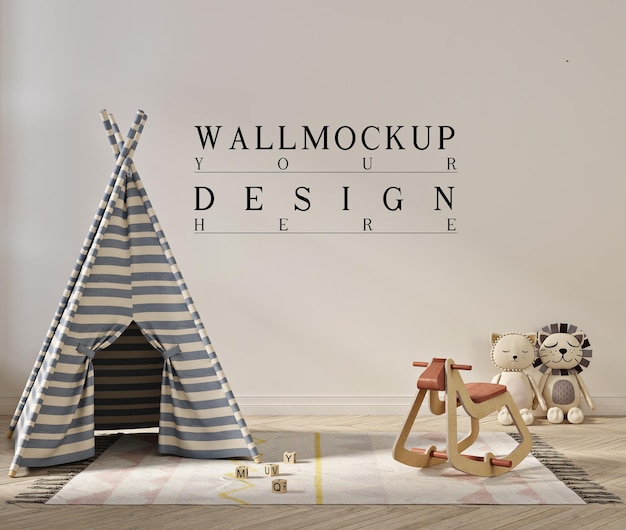 Wall mockup in cute playroom