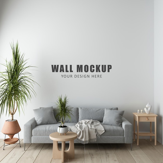 Wall mockup design in 3d rendering