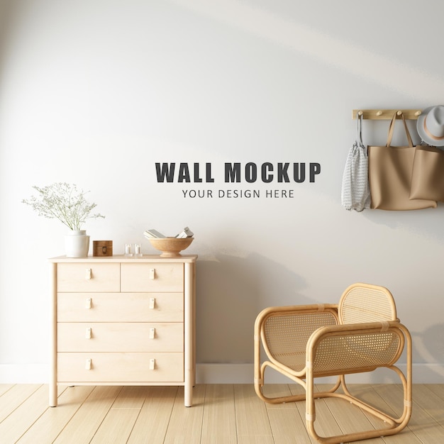 Wall mockup design in 3d rendering