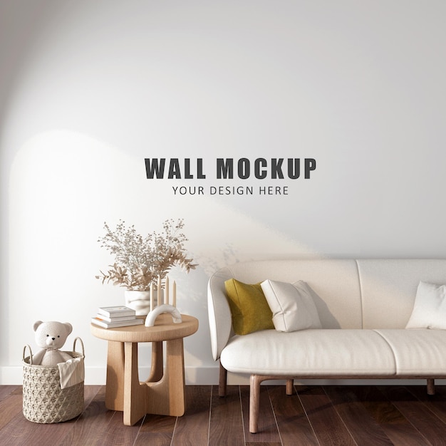 PSD wall mockup design in 3d rendering