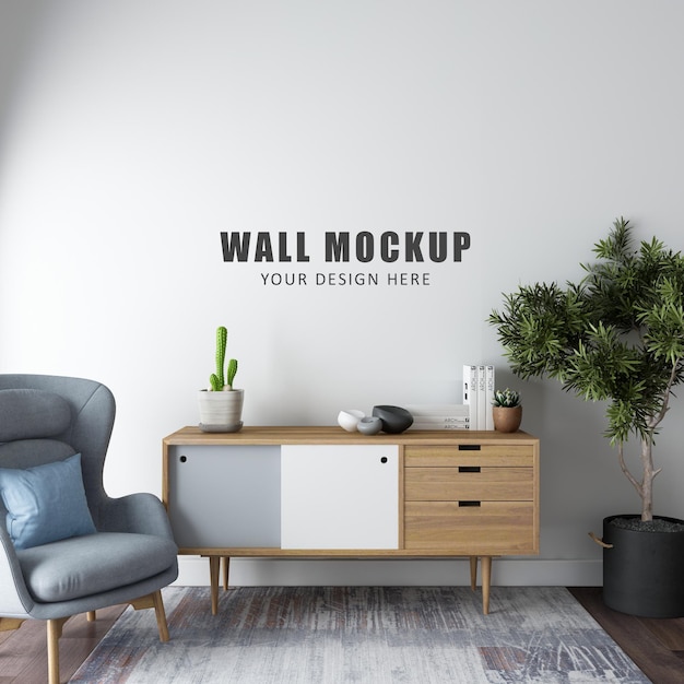 Wall mockup design in 3d rendering