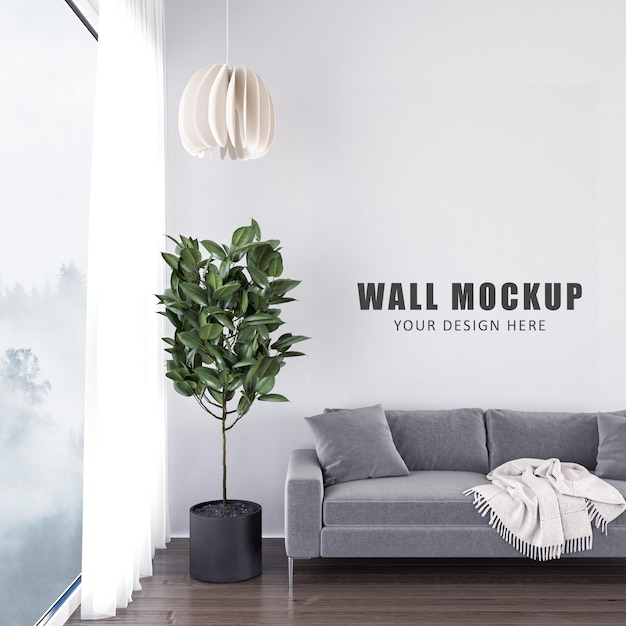 PSD wall mockup design in 3d rendering