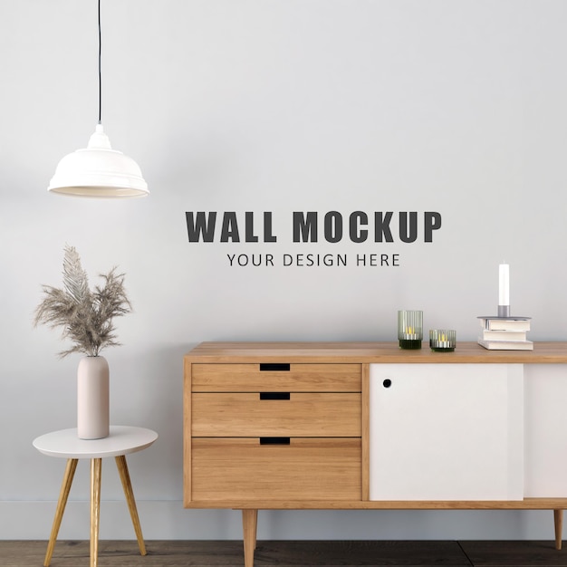 PSD wall mockup design in 3d rendering