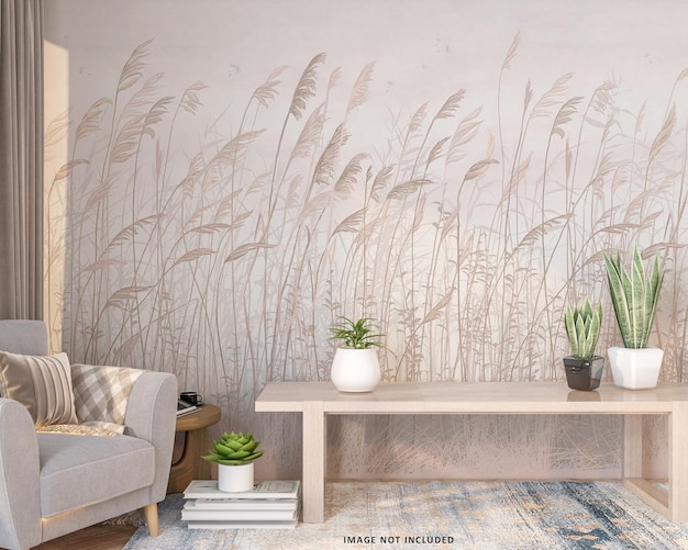 PSD wall mockup design in 3d rendering