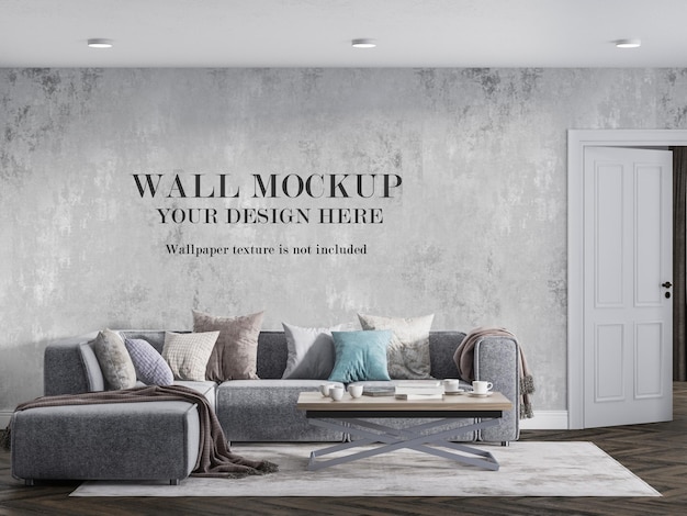 PSD wall mockup design in modern sitting room