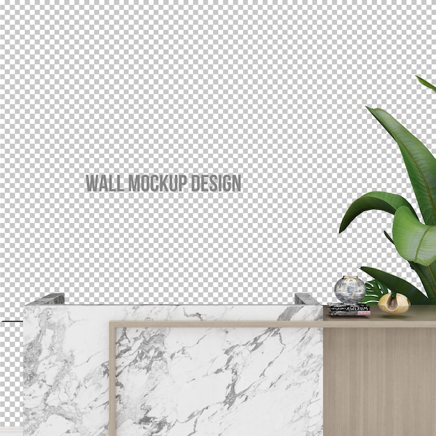 PSD wall mockup design and plants decoration