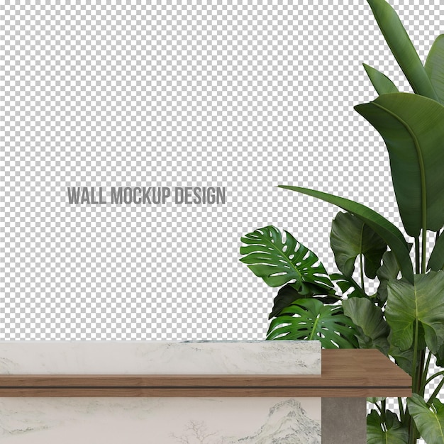 Wall mockup design and plants decoration