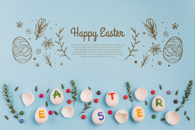 PSD mockup di parete concetto di pasqua