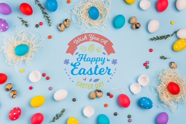 PSD mockup di parete concetto di pasqua