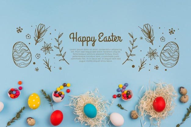 Mockup di parete concetto di pasqua