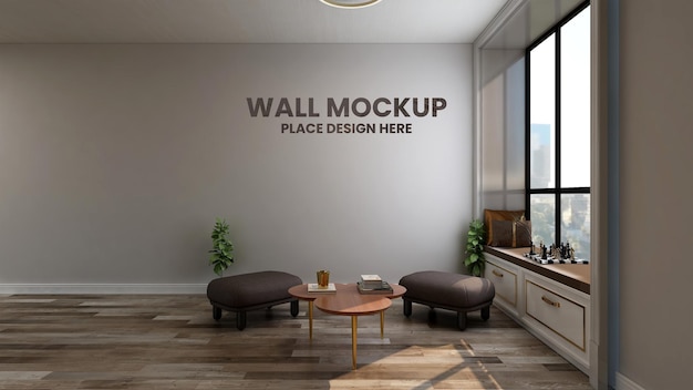 Mockup di parete in elegante soggiorno minimalista 3d interior design
