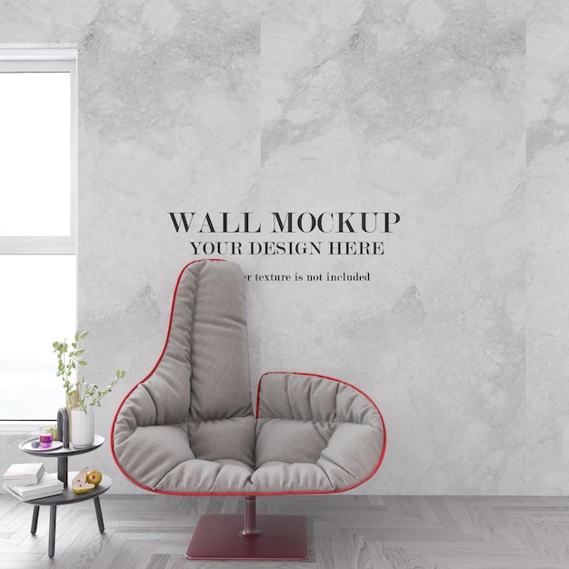 Wall mockup behind extraordinary armchair