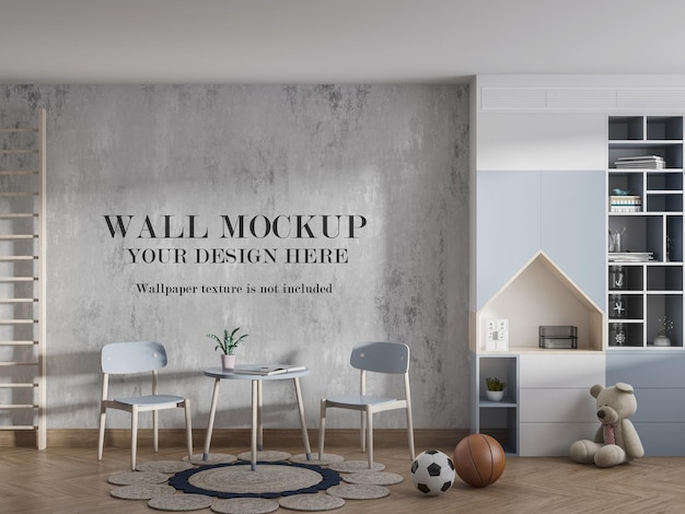 Wall mockup kids playroom with decorations