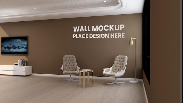 Wall mockup in the living room or office lobby waiting room with minimalist concept