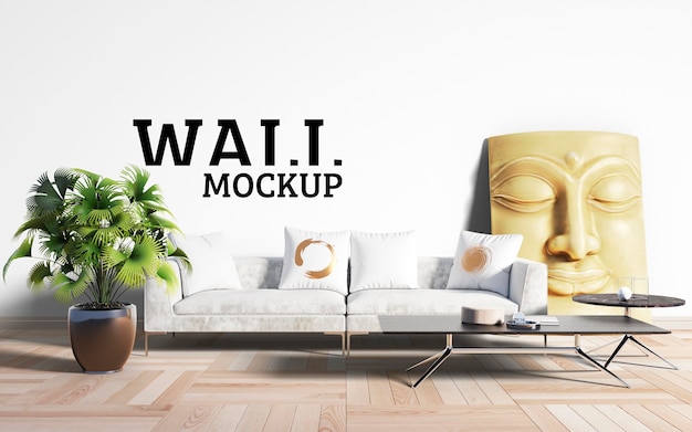 PSD wall mockup - the living room takes white as the mainstream