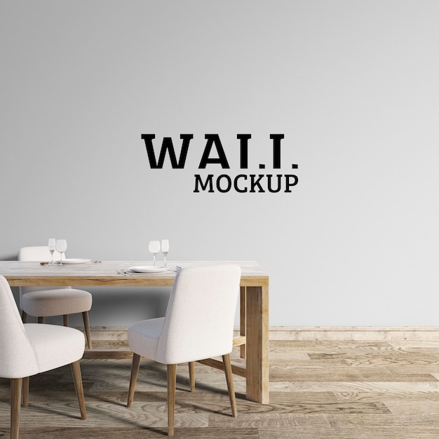 PSD wall mockup: sala da pranzo minimalista