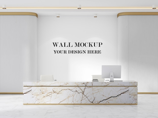 Wall mockup in modern reception with minimalist design