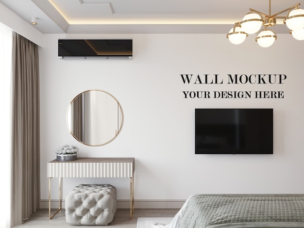 Wall mockup in modern room with minimalist design