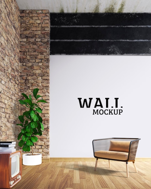 PSD wall mockup - the room is industrial style