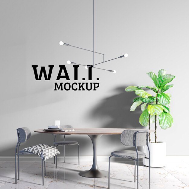 Wall mockup - sala da pranzo in stile scandinavo