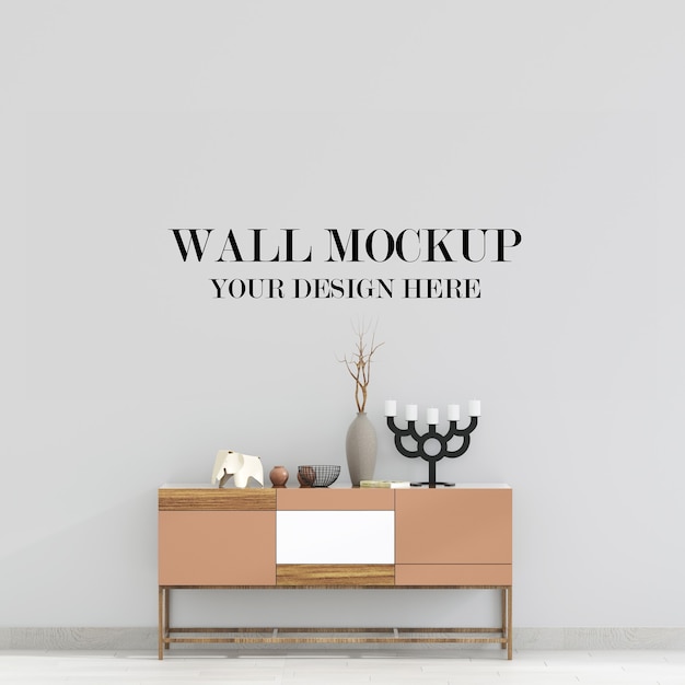 Wall mockup behind sideboard