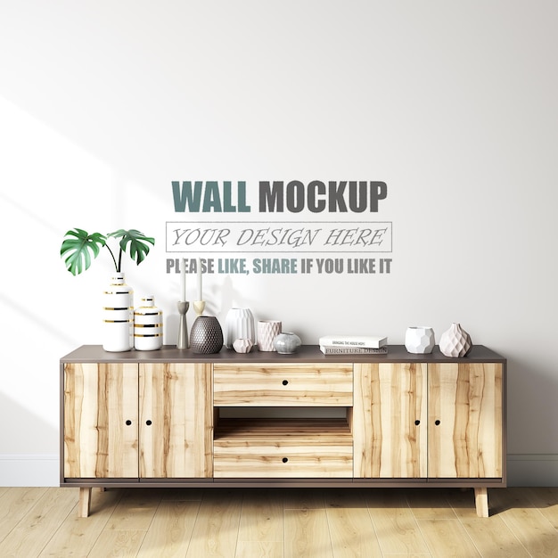 PSD a wall mockup with a plant on it