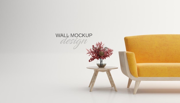 wall mockup with sofa decoration