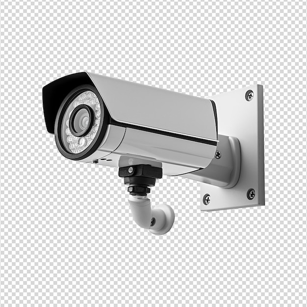 PSD wall mount cctv security camera isolated on transparent background