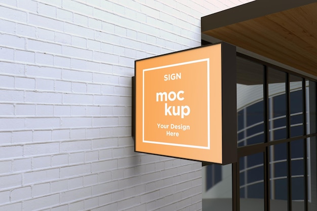 Wall Mount Sign facade Board Mockup