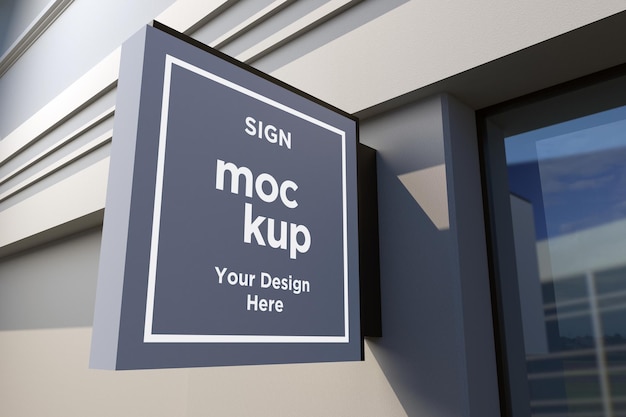 Wall mount sign facade board mockup