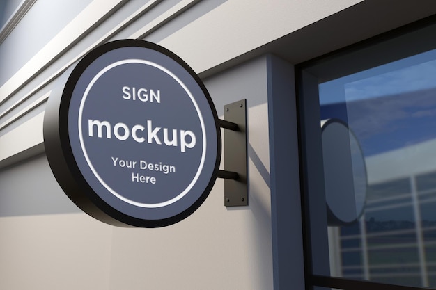 wall mount sign facade board mockup