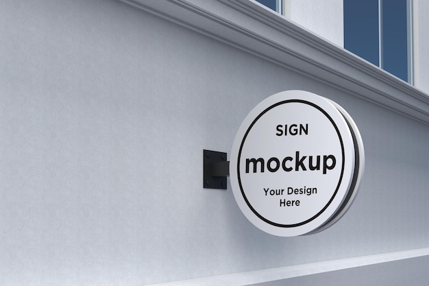 Wall Mount Sign facade Board Mockup