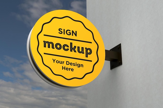 Wall Mount Sign facade Board Mockup