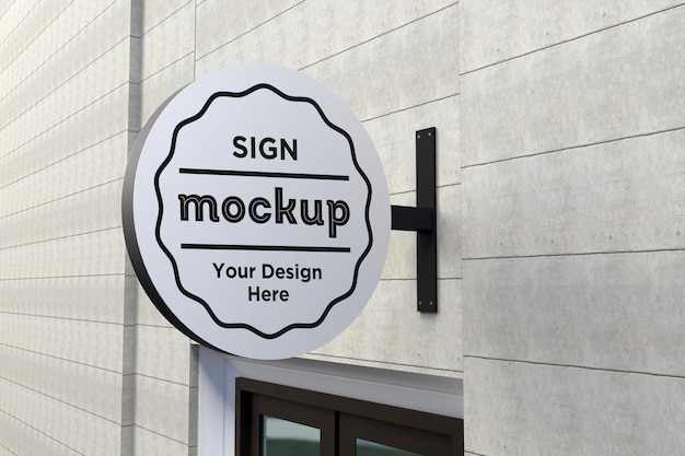 Wall Mount Sign facade Board Mockup