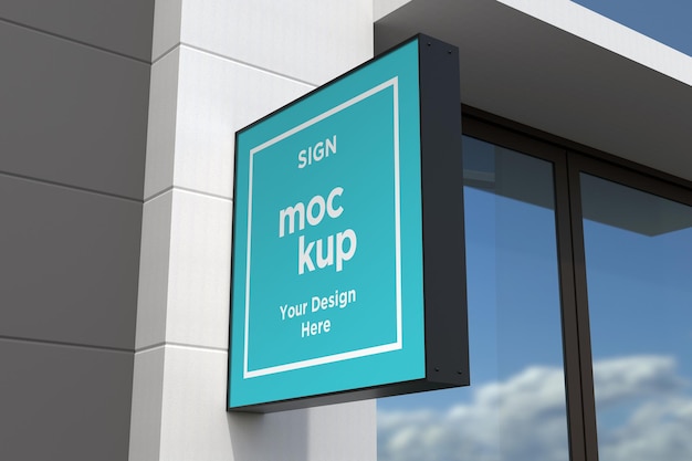 Wall Mount Sign facade Board Mockup