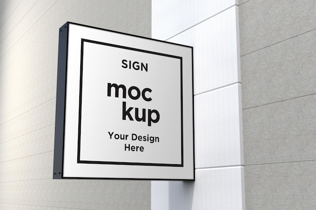 Wall Mount Sign facade Board Mockup